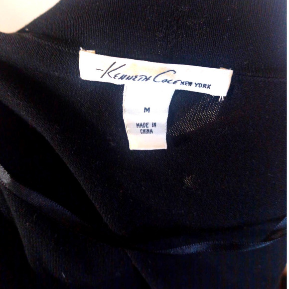 Kenneth Cole Reaction Women Sz M Black Silk Blend Drape Front Cardigan Work - Picture 5 of 7
